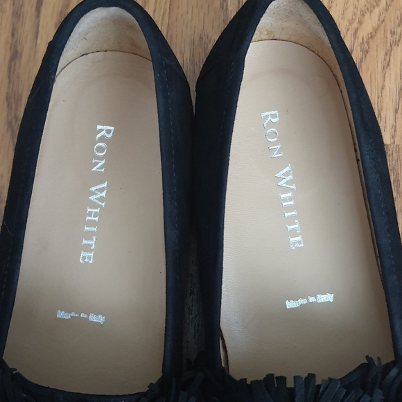 Ron White X Vibram "Skylar" Fringe Loafer Womens 37 Onyx Black Suede Italy - Picture 4 of 13